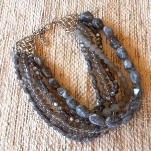 Bananna Republic Grey Beaded Layered Necklace